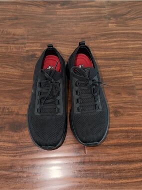 Skechers Black Knit Sneakers with Red Lining